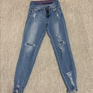 Distressed Blue Jeans